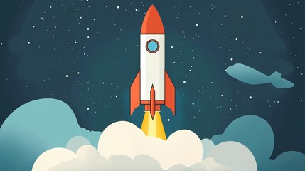 A sleek and elongated rocket standing tall against a clear blue sky, symbolizing the pursuit of exploration and innovation. This stunning image captures the essence of space travel, 