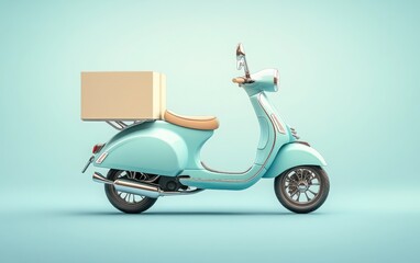 Fototapeta premium A 3D vector illustration of a scooter with a delivery box attached to the back
