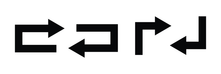 Way direction arrow. Go straight this way one way only turn U turn left and right. U turn arrow symbol. Vector illustrator. 