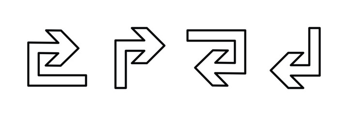 Go straight this way one way only turn U turn left and right.  Direction arrow. Vector illustration. 