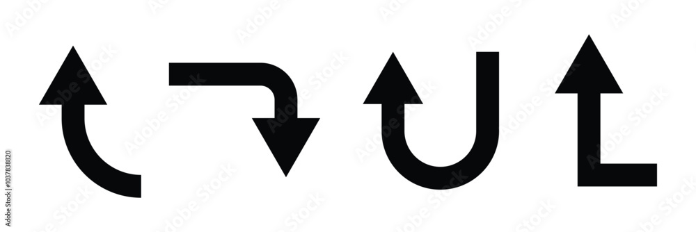Poster way direction arrow. go straight this way one way only turn u turn left and right. u turn arrow symb