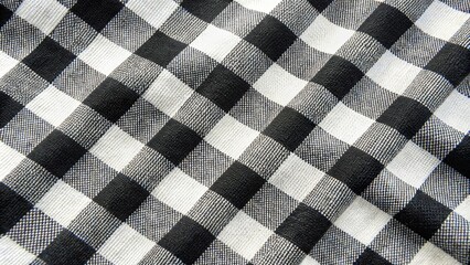 Close-up of black and white chequered fabric texture
