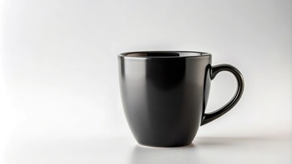 Obraz premium Close-up of black coffee cup mug mockup on white ceramic background