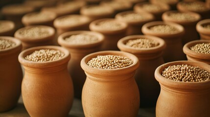 Jars of Mustard Seeds on Display