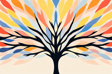Naklejka premium A colorful tree with many branches and leaves