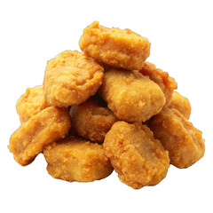 Chicken nuggets pile close up isolated on transparent background