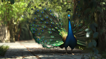 Obraz premium The Peacock,peacock with an open tail.