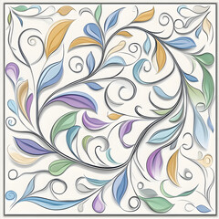 Geometric and Organic Doodle Tile and Carpet Designs with White Borders | Hand-drawn, Abstract, Floral, and Symmetrical Patterns in Soft Pastel and Earth Tones
