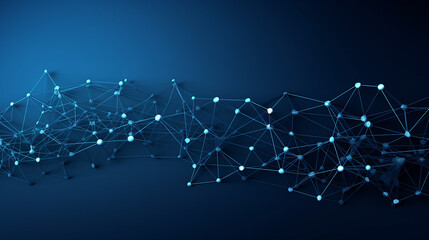 3D Network Connections with Plexus Design on Blue Background – Abstract Technology Communication Concept.