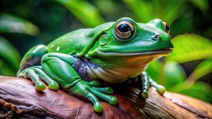 Naklejka premium Close-up of Giant Monkey Frog or Giant Waxy Frog Phyllomedusa Bicolor Giant Leaf Frog