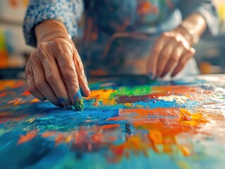 Mature Person Engaging in Art Therapy Session