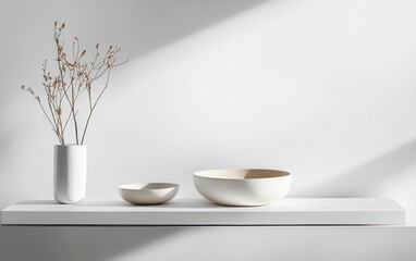 A sleek and modern white tabletop with a minimal design, offering an ideal surface for showcasing objects