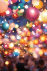 Obraz premium Colorful Night Market with Festive Lights