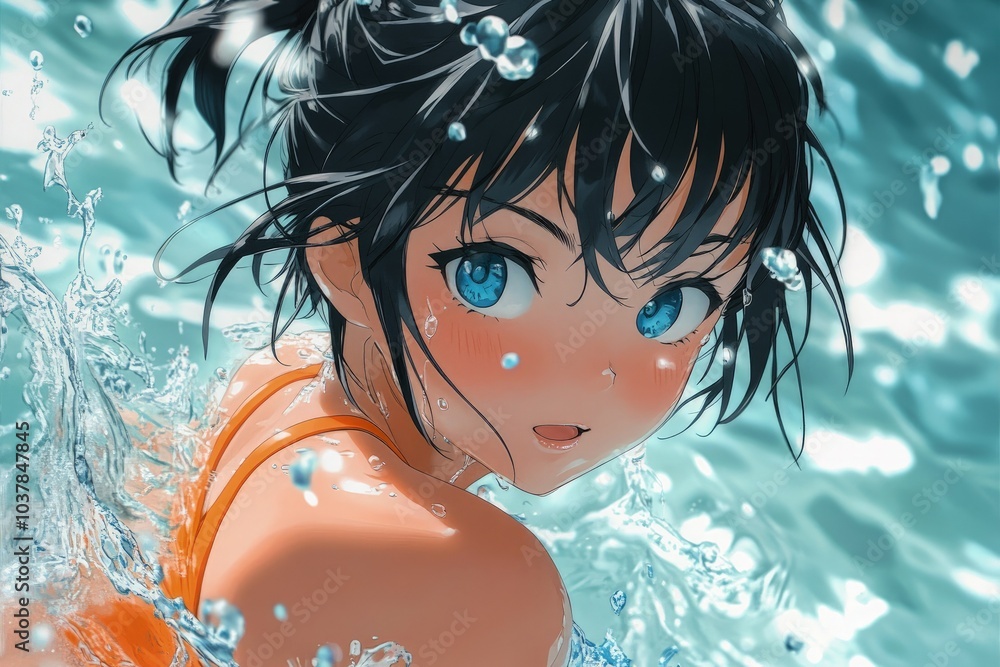 Canvas Prints a girl in the water with blue eyes