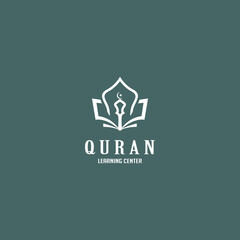 quran learning center logo design vector white color 