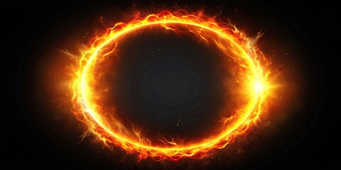 close-up of orange ring with fiery essence and dynamic flares explosive energy