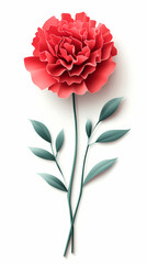 Carnation flower logo 3d vector papercut