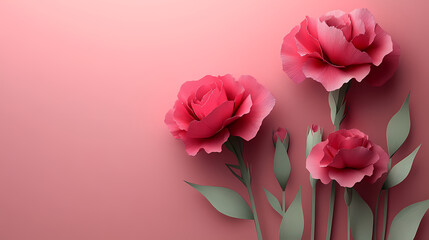 Carnation flower logo 3d vector papercut