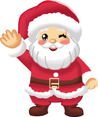 Santa Claus characters displaying festive cheer in varied poses, including holding gifts, waving, and winking. Perfect for Christmas designs and holiday-themed projects.