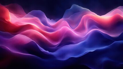 Obraz premium abstract waves of blue purple and pink ripple across a black background creating a vibrant grainy texture that captivates the viewers attention with its dynamic flow
