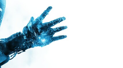 Futuristic Robotic Hand Emerging from Cyberpunk Atmosphere