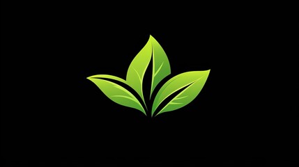 Obraz premium Modern logo design with a green element at the center of a leaf-shaped icon. This sleek, contemporary logo combines nature and sustainability themes, featuring a minimalistic leaf outline 
