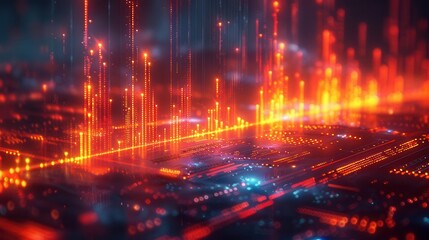 Financial success graph, vibrant colors, digital display, graphs and charts, informative