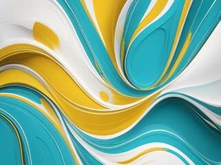 abstract background with waves, yellow, turquoise and white. 