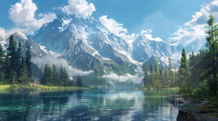 Fototapeta premium Mountain Lake Serenity