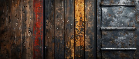 Captivating texture of rustic wooden panels with metal elements for design inspiration and creative projects