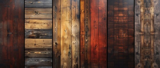 A stunning collection of rustic wooden panels showcasing a variety of textures and colors for design inspiration and home d��cor i
