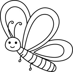 butterfly cartoon doodle lineart