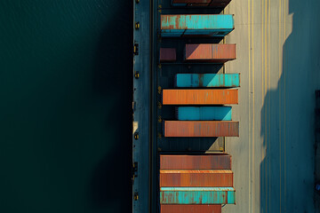 Obraz premium Aerial View of Shipping Containers at a Port Terminal