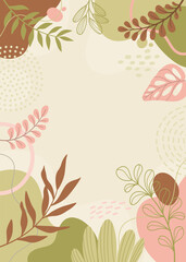 Abstract backgrounds for design. Colorful banners with hand drawn leaves.