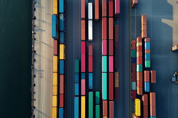 Obraz premium Aerial View of Shipping Containers at a Port Terminal