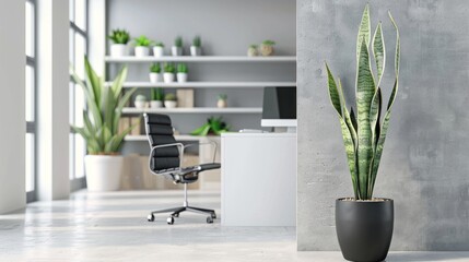 Obraz premium Modern Office Interior with Snake Plant