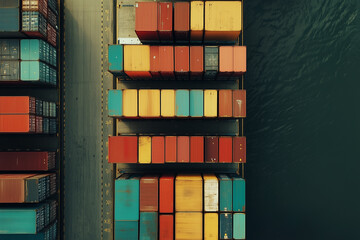 Fototapeta premium Aerial View of Shipping Containers at a Port Terminal