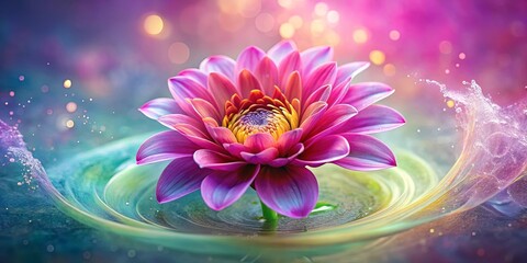 Obraz premium A Vibrant Pink Flower Blossoms Amidst a Whirl of Sparkling Water, Capturing the Essence of Tranquility and Beauty