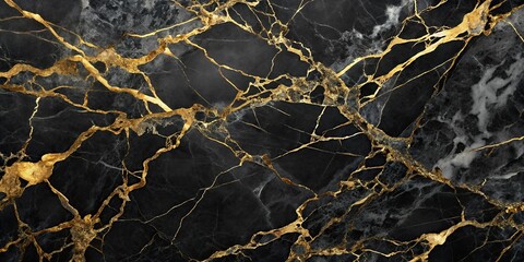 Abstract natural marble black and gold pattern