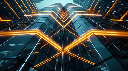 Fototapeta premium Futuristic Cityscape with Neon Lights