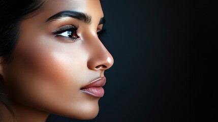 Fototapeta premium Profile of a Beautiful Woman with Glowing Skin
