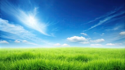 abstract nature background with grass and blue sky