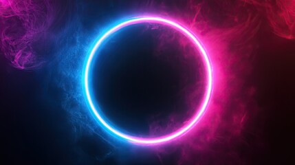 Obraz premium Neon Circle with Colorful Smoke Effect