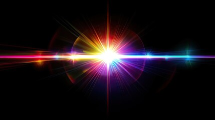 Colorful Light Burst on Black Background