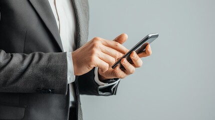 Professional Broker Using Smartphone for Business Transactions