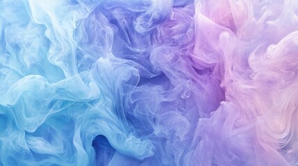 Fototapeta premium Gentle hues of blue, pink, and lavender flow effortlessly across a clean white canvas, showcasing the beauty of fluid watercolor techniques and delicate color transitions illuminated by soft light.
