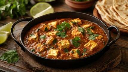 Savory Paneer Curry with Fresh Ingredients on Table
