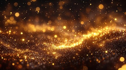 glittering defocused abstract lights in shimmering gold tones creating a luxurious and festive background ideal for christmas celebrations or party occasions evoking a sense of joy and wonder