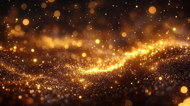 glittering defocused abstract lights in shimmering gold tones creating a luxurious and festive background ideal for christmas celebrations or party occasions evoking a sense of joy and wonder