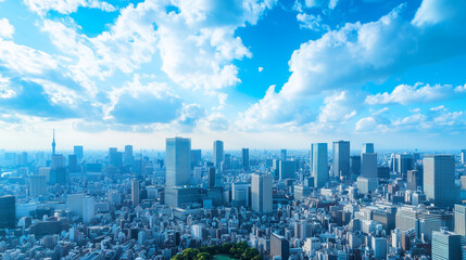 City Skyline Under Blue Sky and White Clouds